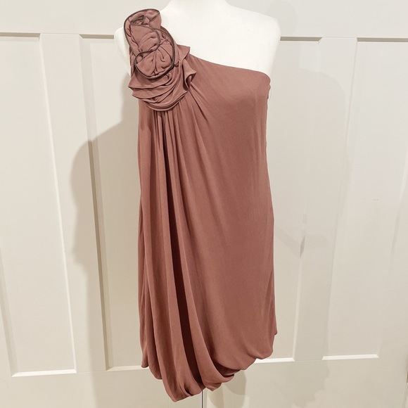 BCBG MaxAzria One Shoulder Rosette Dress - Picture 1 of 5